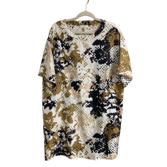 Rag & Bone Chester 100% Silk Camo Large Women's USA Oversized T-Shirt Dress EUC - Picture 2 of 13